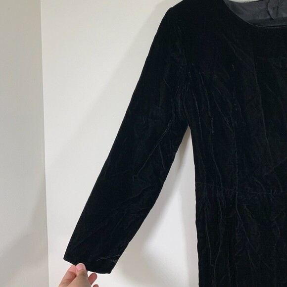 Lang Dress Women’s 4 Black Velvet Long Sleeve Mini Dress Shoulder Pads - Picture 2 of 12